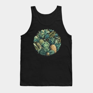 Tropical Vibes Round Composition - Laid-Back and Exotic Feel with Palms and Pineapples Tank Top